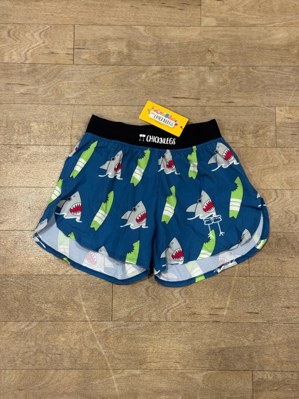 NEW ChicknLegs Blue Shark Print Running Shorts Size XS